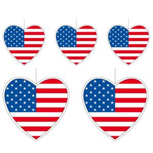 5-delige hou van Amerika/USA versiering set hartjes van 14 cm en 28 cm