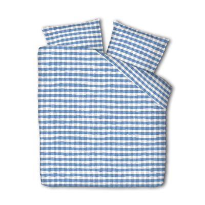 Dekbedovertrek Luna Squares - Eenpersoons (140x220 cm) - Blauw Microvezel - Dessin: Ruiten - Luna Bedding - Dekbed-Discounter.nl