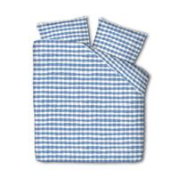 Dekbedovertrek Luna Squares - Eenpersoons (140x220 cm) - Blauw Microvezel - Dessin: Ruiten - Luna Bedding - Dekbed-Discounter.nl