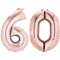 Folie ballon rosegoud cijfer 60