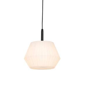 QAZQA Moderne buiten hanglamp zwart met witte kap 32.9 cm IP44 -