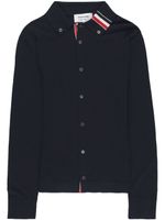 Thom Browne cardigan en laine vierge à bande rayée RWB - Bleu