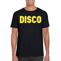 Bellatio Decorations Verkleed T-shirt heren - disco - zwart - geel glitter - jaren 70/80 - carnaval 2XL  -