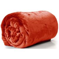 Unique Living Plaid - fleece deken - oranje rood - polyester - 130 x 180 cm
