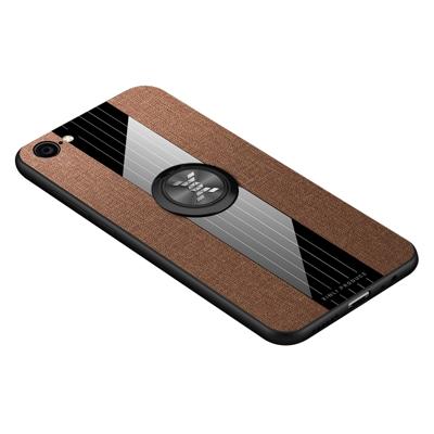Voor vivo X9 plus XINLI stiksels doek textuur schokbestendig TPU beschermhoes met ring houder (bruin)