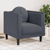 Fauteuil met kussens fluweel donkergrijs - thumbnail
