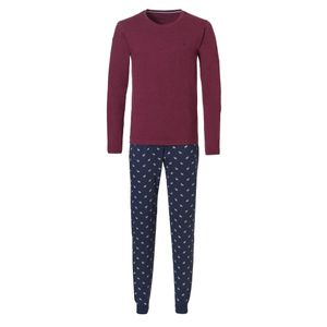 Phil & Co Phil & Co Lange Heren Winter Pyjama Set Katoen Rood / Blauw