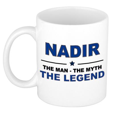 Nadir cadeau mok - man myth legend - naam koffiemok / beker - wit en blauw - 300 ml