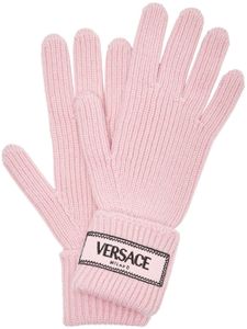 Versace gants en laine à logo appliqué - Rose