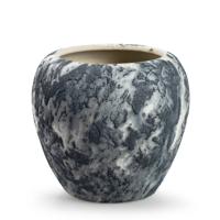 Plantenpot/bloempot Marble - wit/zwart - keramiek - D18 x H16 cm