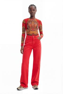 Spijkerbroek met wijde pijpen - RED - 38