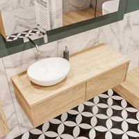 Mondiaz Lush Barco badmeubel Washed oak 120 cm 2 lades mdf 1 waskom links zonder kraangat