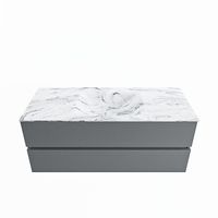 MONDIAZ VICA-DLUX 120cm badmeubel onderkast Plata 2 lades. Inbouw wastafel CLOUD midden 1 kraangat, kleur Glace. - thumbnail