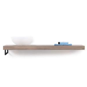 Looox Wooden Base Shelf solo L 140 cm, eiken old grey, handdoekhouders mat zwart