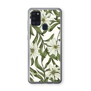 Wit bloemenpatroon: Samsung Galaxy A21s Transparant Hoesje