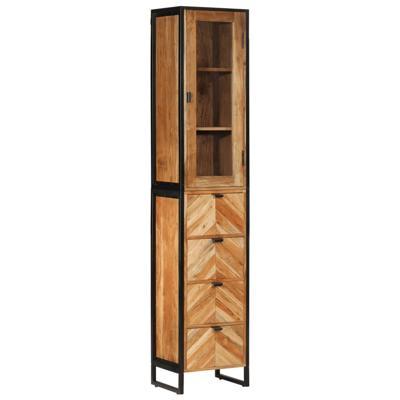 Badkamerkast 40x27x190 cm ijzer en massief acaciahout