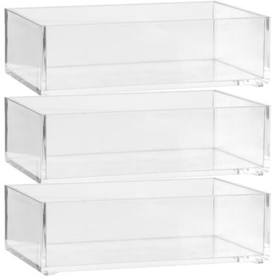 Set van 3x stuks 5five make-up houder box - 16 x 9.5 x 5 cm - transparant kunststof - organizer bakj