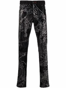 Philipp Plein jean Skeleton Tattoo droit - Noir