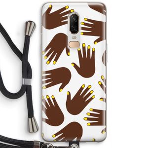 Hands dark: OnePlus 6 Transparant Hoesje met koord