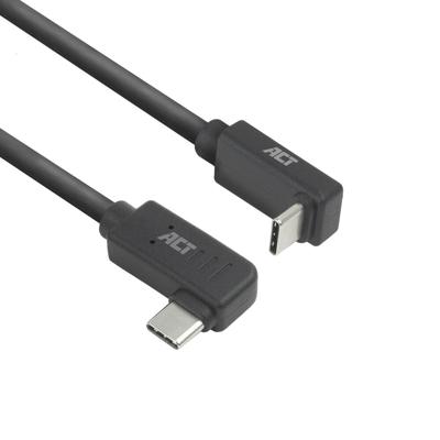 ACT AC7481 USB 3.0 Kabel | 10Gbps 60W USB Type-C® (haaks links/rechts) naar USB Type-C® (haaks boven/beneden) | Zwart | 1 meter