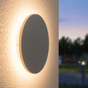 Casper XL LED Wandlamp Grijs - 3000K warm wit - 9 Watt - Rond - Muurlamp voor binnen en buiten voor binnen en buiten