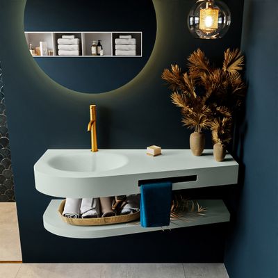 MONDIAZ RIVA 120cm Wastafel met planchet kleur Greey. Wastafel DULCET links 1 kraangaten kleur Greey. MONDIAZ RIVA 120cm Wastafel met planchet kleur Greey. Wastafel DULCET links 1 kraangaten kleur Greey.