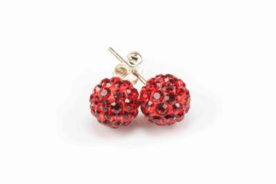 Karma Oorbellen Crystal Ball Red Zilver | 4 mm