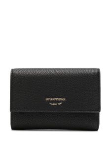 Emporio Armani portefeuille en cuir grainé à plaque logo - Noir