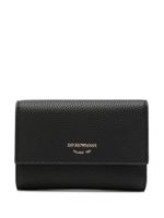 Emporio Armani portefeuille en cuir grainé à plaque logo - Noir