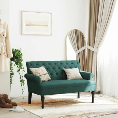 Bankje met rugleuning 120x62x75,5 cm stof donkergroen