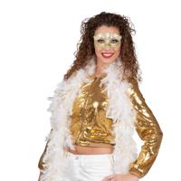 Venetiaans oogmasker in het goud - Met dikke veren Boa in het wit/goud - 180 cm - Dames