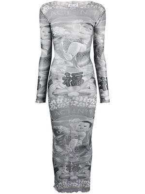 ACT Nº1 robe imprimée à effet de transparence - Gris