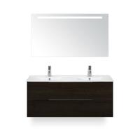 Seville Badmeubelset 120 cm - 2 laden Black Oak Edge - Wastafel Enjoy Dubbel - met Sence Spiegel
