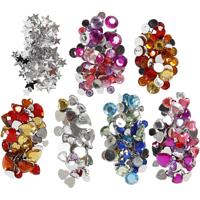 Strass stenen in doos - rond-hart-ster - gekleurd - glimmend - 600 gram - 6-16 mm - zelf plakken