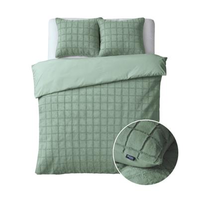 Dekbedovertrek Faux Fur - Eenpersoons (140x200 cm) - Groen Microvezel - Dessin: Patroon - Sleeptime - Dekbed-Discounter.nl