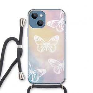White butterfly: iPhone 13 mini Transparant Hoesje met koord