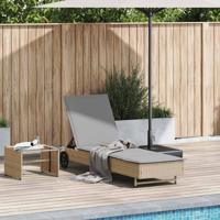 Ligbed met wielen en kussen poly rattan beige Ligbed met wielen en kussen poly rattan beige
