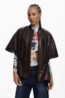 Poncho met leerlook - BROWN - U