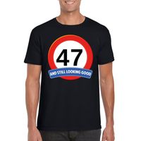 Verkeersbord 47 jaar t-shirt zwart heren