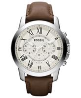 Fossil heren chronograaf Grant bruin lederen band horloge 44 mm FS4735