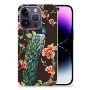 Apple iPhone 14 Pro TPU Hoesje Pauw met Bloemen