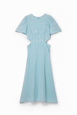 Midi-jurk borduursel cut-outs - BLUE - M