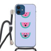 Smiley watermeloen: iPhone 12 Transparant Hoesje met koord