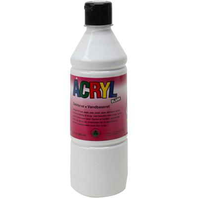 Acryl Verf, wit, 500 ml/ 1 fles