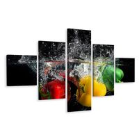 Schilderij - Pepers in water, 5luik, Premium print - thumbnail