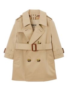 Burberry Kids trench ceinturé en gabardine à capuche - Tons neutres