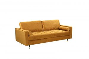 Design 3-zits loungebank COSY VELVET 220cm mosterdgeel fluwelen veerkern - 41072