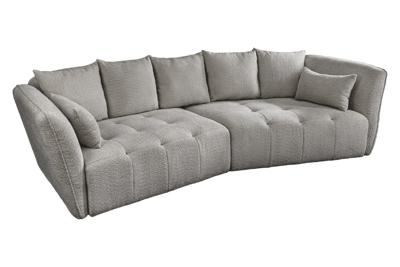 Bank ROYAL 295cm XL spring kern afneembare hoes bouclé grijs - 44542