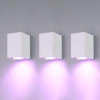 Set van 3 Marion - Smart WiFi+Bluetooth LED wandlampen kubus - Incl. 5,5 Watt RGBWW GU10 spot - IP65 - Wit - Binnen en buiten - 3 jaar garantie