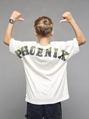 Oversized T-shirt Phoenix JONEN gemêleerd wit